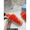 Prada Enameled metal triangle logo shearling padded slippers Orange 2023