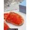 Prada Enameled metal triangle logo shearling padded slippers Orange 2023