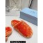 Prada Enameled metal triangle logo shearling padded slippers Orange 2023