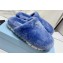 Prada Enameled metal triangle logo shearling padded slippers Blue 2023