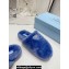 Prada Enameled metal triangle logo shearling padded slippers Blue 2023