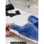 Prada Enameled metal triangle logo shearling padded slippers Blue 2023