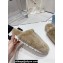 Prada Enameled metal triangle logo shearling padded slippers Beige 2023