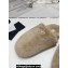 Prada Enameled metal triangle logo shearling padded slippers Beige 2023