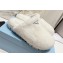 Prada Enameled metal triangle logo shearling padded slippers White 2023