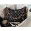 Chanel Shiny Crumpled Lambskin & Gold-Tone Metal Large Hobo Bag AS4368 Black 2023