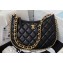 Chanel Shiny Crumpled Lambskin & Gold-Tone Metal Hobo Handbag AS4378 Black 2023