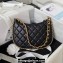 Chanel Shiny Crumpled Lambskin & Gold-Tone Metal Hobo Handbag AS4378 Black 2023