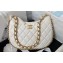 Chanel Shiny Crumpled Lambskin & Gold-Tone Metal Hobo Handbag AS4378 White 2023