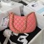 Chanel Shiny Crumpled Lambskin & Gold-Tone Metal Hobo Handbag AS4378 Pink 2023