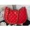 Chanel Shiny Crumpled Lambskin & Gold-Tone Metal Hobo Handbag AS4378 Red 2023