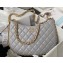 Chanel Shiny Crumpled Lambskin & Gold-Tone Metal Large Hobo Bag AS4368 Gray 2023