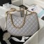 Chanel Shiny Crumpled Lambskin & Gold-Tone Metal Large Hobo Bag AS4368 Gray 2023