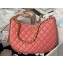 Chanel Shiny Crumpled Lambskin & Gold-Tone Metal Large Hobo Bag AS4368 Pink 2023