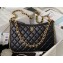 Chanel Shiny Crumpled Lambskin & Gold-Tone Metal Large Hobo Bag AS4287 Black 2023