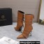 Versace Heel 10cm Pin-Point buckled leather Ankle Boots Brown 2023