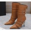 Versace Heel 10cm Pin-Point buckled leather Ankle Boots Brown 2023