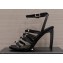 Saint Laurent Heel 10.5cm jerry sandals in crepe satin and rhinestones 742235 Black 2023