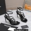 Saint Laurent Heel 10.5cm jerry sandals in crepe satin and rhinestones 742235 Black 2023