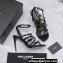 Saint Laurent Heel 10.5cm jerry sandals in crepe satin and rhinestones 742235 Black 2023