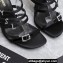 Saint Laurent Heel 10.5cm jerry sandals in crepe satin and rhinestones 742235 Black 2023