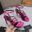 Saint Laurent Heel 10.5cm jerry sandals in crepe satin and rhinestones 742235 Fuchsia 2023