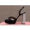 Miu Miu Heel 12.5cm platform 2.5cm Crisscross sandals Satin Black with crystals 2023