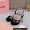 Miu Miu Heel 12.5cm platform 2.5cm Crisscross sandals Satin Black with crystals 2023