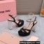 Miu Miu Heel 12.5cm platform 2.5cm Crisscross sandals Satin Black with crystals 2023