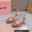 Miu Miu Heel 12.5cm platform 2.5cm Crisscross sandals Satin Nude Pink with crystals 2023