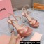 Miu Miu Heel 12.5cm platform 2.5cm Crisscross sandals Satin Nude Pink with crystals 2023