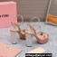 Miu Miu Heel 12.5cm platform 2.5cm Crisscross sandals Satin Nude Pink with crystals 2023