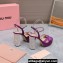 Miu Miu Heel 12.5cm platform 2.5cm Crisscross sandals Satin Purple with crystals 2023