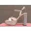 Miu Miu Heel 12.5cm platform 2.5cm Crisscross sandals Satin Beige with crystals 2023