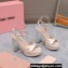 Miu Miu Heel 12.5cm platform 2.5cm Crisscross sandals Satin Beige with crystals 2023