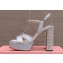 Miu Miu Heel 12.5cm platform 2.5cm Crisscross sandals Satin Light Gray with crystals 2023