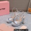 Miu Miu Heel 12.5cm platform 2.5cm Crisscross sandals Satin Light Gray with crystals 2023