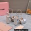 Miu Miu Heel 12.5cm platform 2.5cm Crisscross sandals Satin Light Gray with crystals 2023