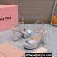 Miu Miu Heel 12.5cm platform 2.5cm Crisscross sandals Satin Light Gray with crystals 2023