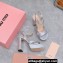 Miu Miu Heel 12.5cm platform 2.5cm Crisscross sandals Satin Light Gray with crystals 2023