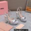Miu Miu Heel 12.5cm platform 2.5cm Crisscross sandals Satin Light Gray with crystals 2023