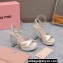 Miu Miu Heel 12.5cm platform 2.5cm Crisscross sandals Satin Creamy with crystals 2023