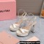 Miu Miu Heel 12.5cm platform 2.5cm Crisscross sandals Satin Creamy with crystals 2023
