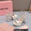 Miu Miu Heel 12.5cm platform 2.5cm Crisscross sandals Satin Creamy with crystals 2023