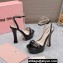 Miu Miu Heel 14cm Patent leather platform 4cm sandals Black with Chain 2023