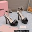 Miu Miu Heel 14cm Patent leather platform 4cm sandals Black with Chain 2023
