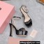 Miu Miu Heel 14cm Patent leather platform 4cm sandals Black with Chain 2023