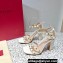 Valentino Heel 10cm Rockstud Leather Chunky-heel Sandals White