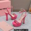 Miu Miu Heel 14cm Patent leather platform 4cm sandals Pink with Chain 2023