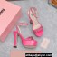 Miu Miu Heel 14cm Patent leather platform 4cm sandals Pink with Chain 2023